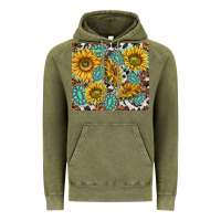 Vintage Olive turquoise sunflowers with gemstones Vintage Hoodie - TumblerDesignByShophia