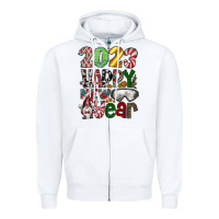 White 2023 Happy New Year Zipper Hoodie - CowhideDigitalArt