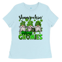 Baby Blue shamrockin' with my gnomies st patrick's day Ladies Tee - Jasminsmagicworld
