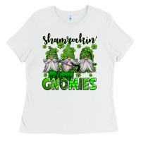 White shamrockin' with my gnomies st patrick's day Ladies Tee - Jasminsmagicworld