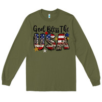 Army Green god bless the usa Long Sleeve Tee - CowGirlArtShop