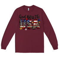 Burgundy god bless the usa Long Sleeve Tee - CowGirlArtShop