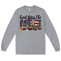 Heather Grey god bless the usa Long Sleeve Tee - CowGirlArtShop