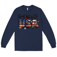 Navy god bless the usa Long Sleeve Tee - CowGirlArtShop