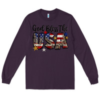 Plum god bless the usa Long Sleeve Tee - CowGirlArtShop