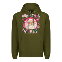 Army Green Pink Christmas Vibes Santa Premium Hoodie - FaDigitalArtStudio