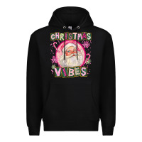 Black Pink Christmas Vibes Santa Premium Hoodie - FaDigitalArtStudio