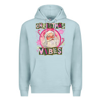 Blue Mist Pink Christmas Vibes Santa Premium Hoodie - FaDigitalArtStudio