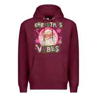 Burgundy Pink Christmas Vibes Santa Premium Hoodie - FaDigitalArtStudio