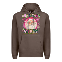 Coffee Pink Christmas Vibes Santa Premium Hoodie - FaDigitalArtStudio