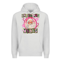 Dove Grey Pink Christmas Vibes Santa Premium Hoodie - FaDigitalArtStudio