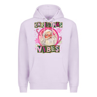 Lilac Pink Christmas Vibes Santa Premium Hoodie - FaDigitalArtStudio