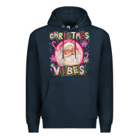 Navy Pink Christmas Vibes Santa Premium Hoodie - FaDigitalArtStudio