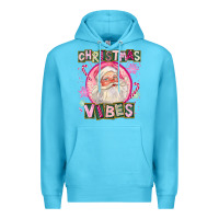 Ocean Blue Pink Christmas Vibes Santa Premium Hoodie - FaDigitalArtStudio