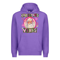 Purple Pink Christmas Vibes Santa Premium Hoodie - FaDigitalArtStudio