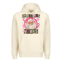 Sandshell Pink Christmas Vibes Santa Premium Hoodie - FaDigitalArtStudio