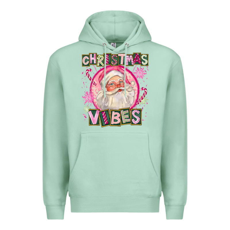 Pink Christmas Vibes Santa Premium Hoodie by FaDigitalArtStudio | Teevron