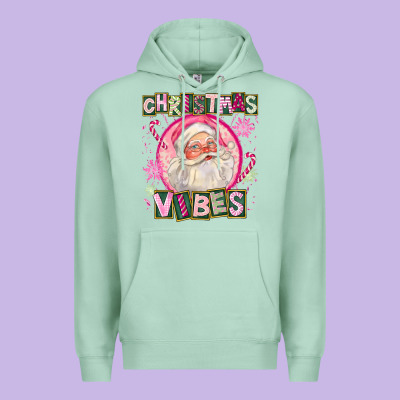 Pink Christmas Vibes Santa Premium Hoodie Designed By Fadigitalartstudio