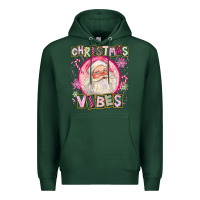 Sports Green Pink Christmas Vibes Santa Premium Hoodie - FaDigitalArtStudio