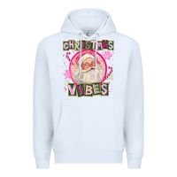 White Pink Christmas Vibes Santa Premium Hoodie - FaDigitalArtStudio