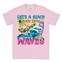 Bubblegum Pink Life's a beach make some waves Classic Tee - NancyCooperArtShop
