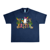 Navy Happy Easter with cowboy Easter Day Urban Heavy Tee - HowdyJamesFarm