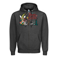 Charcoal Heather happy easter y all Zipper Hoodie - CowhideDigitalArt