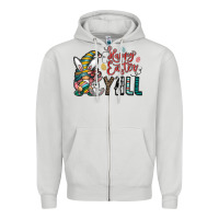 Dove Grey happy easter y all Zipper Hoodie - CowhideDigitalArt