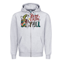 Heather Grey happy easter y all Zipper Hoodie - CowhideDigitalArt