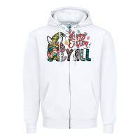 White happy easter y all Zipper Hoodie - CowhideDigitalArt