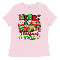 Bubblegum Pink merry Christmas y'all gnome coffee Ladies Tee - Jasminsmagicworld