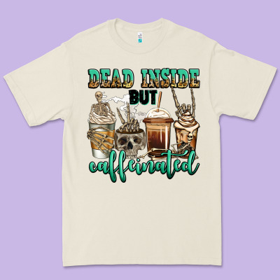 Dead Inside But Caffeinated Skeleton Coffee Cups Premium Tee Designed By Jasminsmagicworld