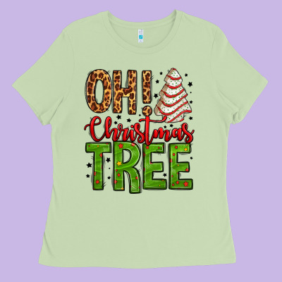 Oh Christmas Tree Cake Ladies Tee Designed By Jasminsmagicworld