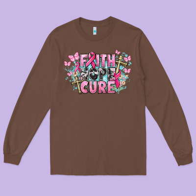 Faith Hope Cure Cancer Awareness Long Sleeve Tee Designed By Howdyjamesfarm
