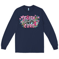 Navy Faith hope cure Cancer Awareness Long Sleeve Tee - HowdyJamesFarm