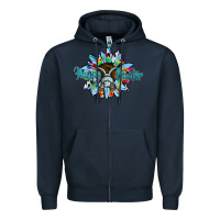 Navy happy easter sunflower Zipper Hoodie - CowhideDigitalArt