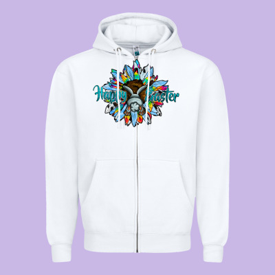 Happy Easter Sunflower Zipper Hoodie Designed By Cowhidedigitalart