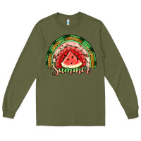 Army Green watermelon summer rainbow Long Sleeve Tee - Jasminsmagicworld