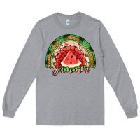 Heather Grey watermelon summer rainbow Long Sleeve Tee - Jasminsmagicworld