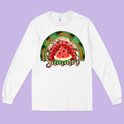 Watermelon Summer Rainbow Long Sleeve Tee Designed By Jasminsmagicworld