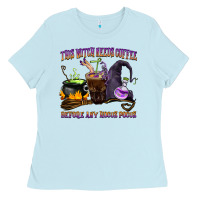 Baby Blue this witch needs coffee before any hocus pocus Ladies Tee - BarkalooDesign