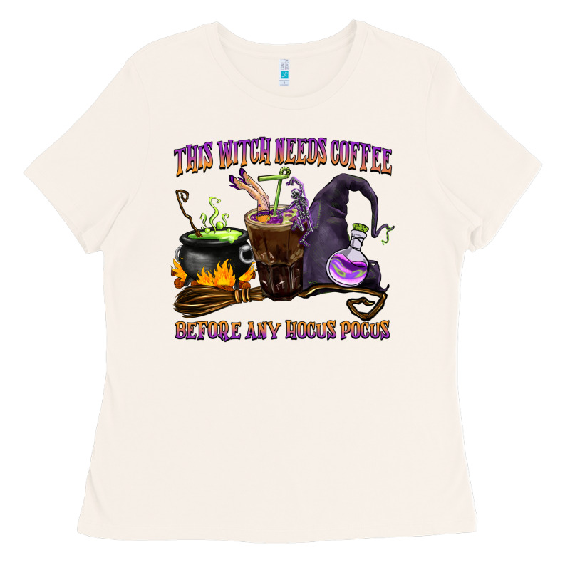 This Witch Needs Coffee Before Any Hocus Pocus Ladies Tee by BarkalooDesign | Teevron
