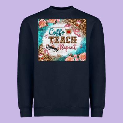 Coffee Teach Repeat Tumbler Heavyweight Sweatshirt Designed By Bundleandbundleshop