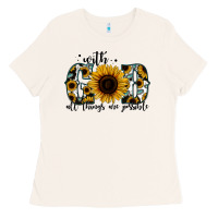 Bone with god all things are possible sunflower Ladies Tee - Jasminsmagicworld