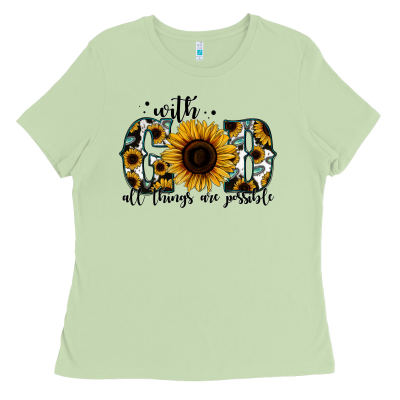 With God All Things Are Possible Sunflower Ladies Tee by Jasminsmagicworld | Teevron