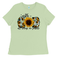 Matcha with god all things are possible sunflower Ladies Tee - Jasminsmagicworld