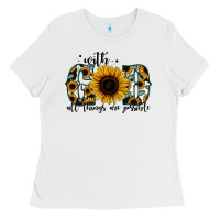 White with god all things are possible sunflower Ladies Tee - Jasminsmagicworld