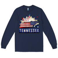Navy tennessee 4th of july Long Sleeve Tee - CowGirlArtShop