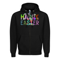 Black Happy Easter Zipper Hoodie - CowhideDigitalArt