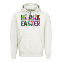 Oatmeal Heather Happy Easter Zipper Hoodie - CowhideDigitalArt